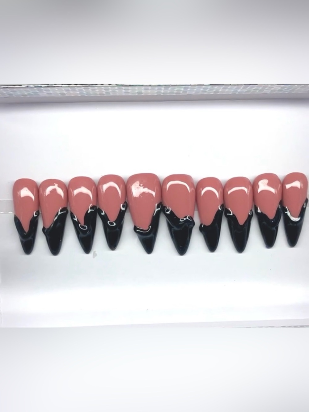3d black Acrylic Press-On Nails
